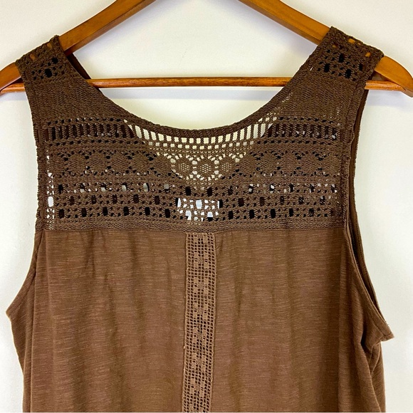 J.Jill Crochet details pima Cotton brown dress Size L - Picture 4 of 12
